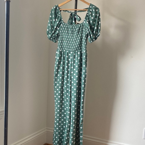 Green Polka Dot Jumpsuit - Picture 1 of 6
